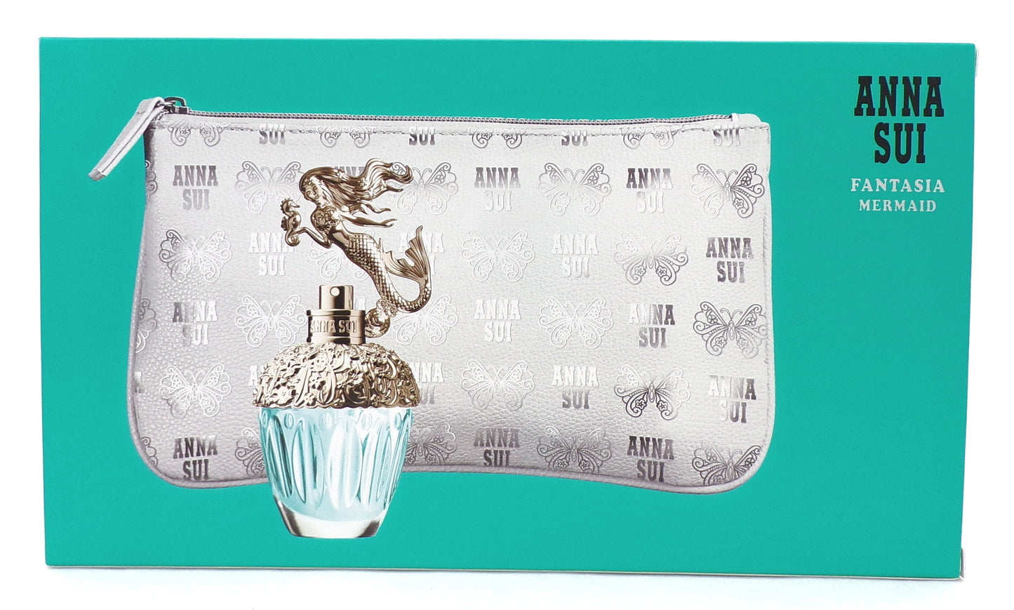 Fantasia Mermaid by Anna Sui 1.0 oz EDT Spray + Cosmetic Pouch New SET for Women