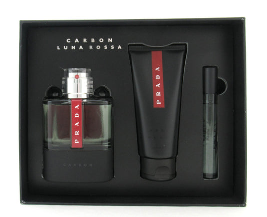 Prada Luna Rossa Carbon 3.4 oz EDT Spray+3.4oz Shower Gel +10 ml New Set in Box