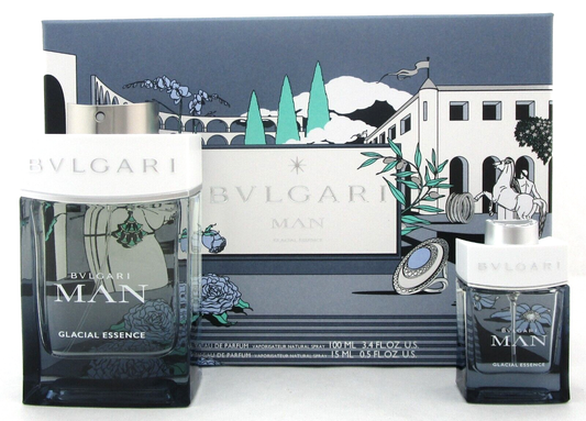 Bvlgari MAN GLACIAL ESSENCE 3.4 oz. + 15 ml. Eau de Parfum Spray. New Men's Set