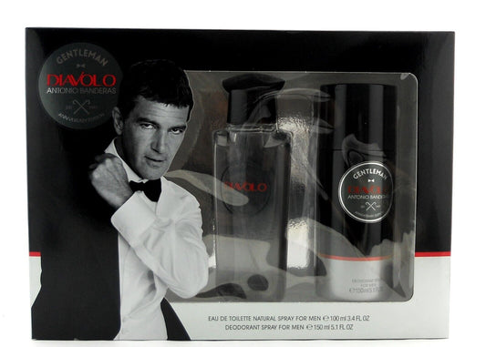 Diavolo Gentleman Cologne Gift Set by Antonio Banders 3.4 oz. EDT+ Deo Spray New