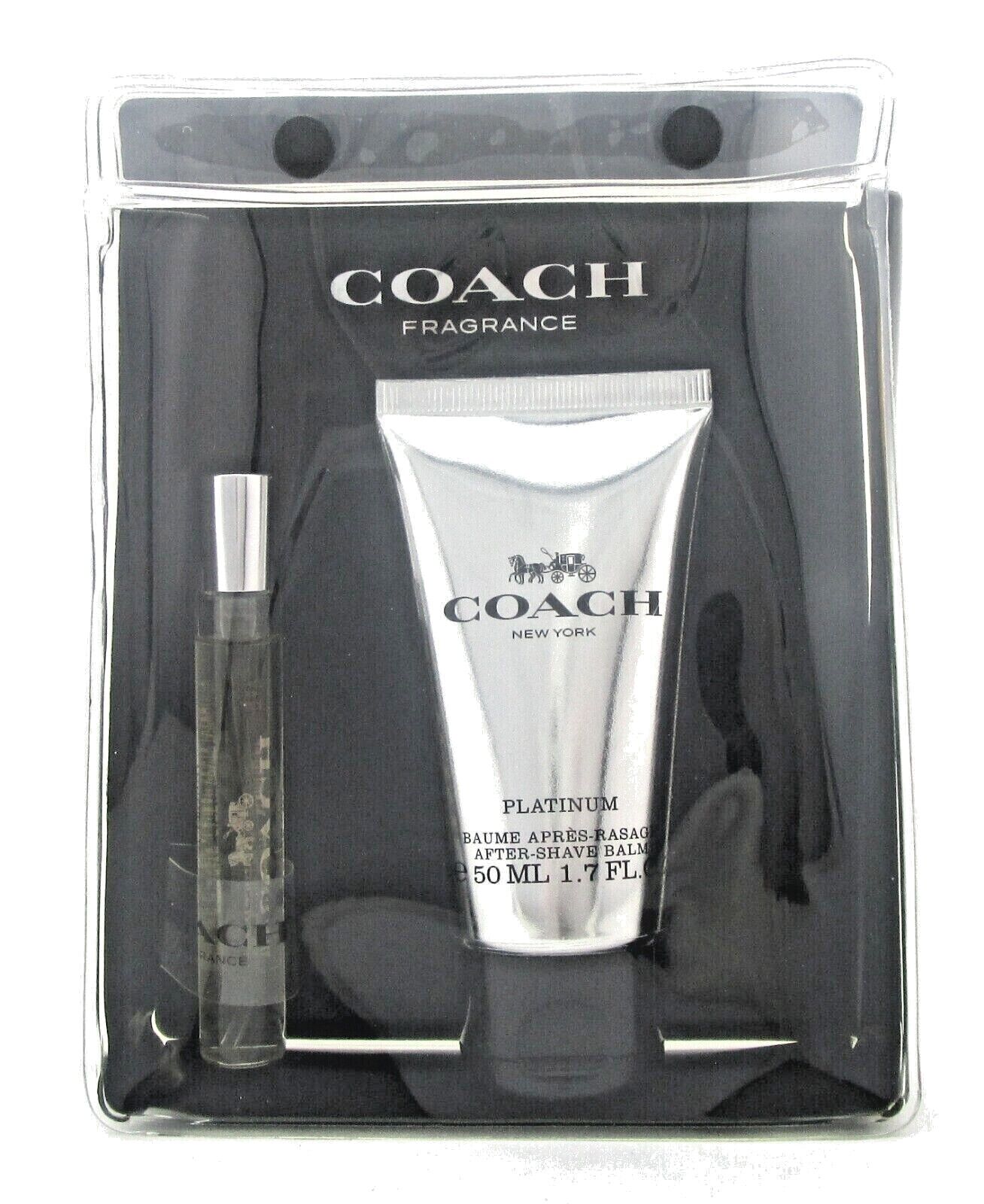 Coach Platinum 7.5 ml EDP Spray + 1.7 oz After Shave Balm New Travel Kit for Men