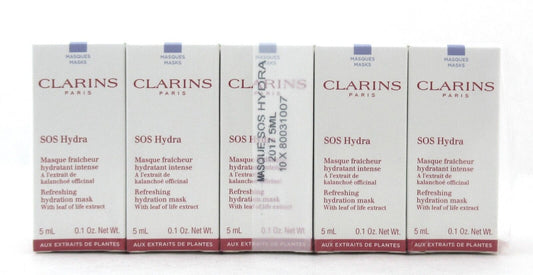 Clarins SOS Hydra Refreshing Hydration Mask Travel Size 5 ml./ 0.1 oz. LOT of 10