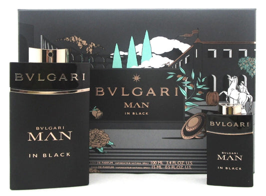 Bvlgari MAN IN BLACK 3.4 oz. + 15 ml. Eau de Parfum Spray. New 2 Pcs Set for Men