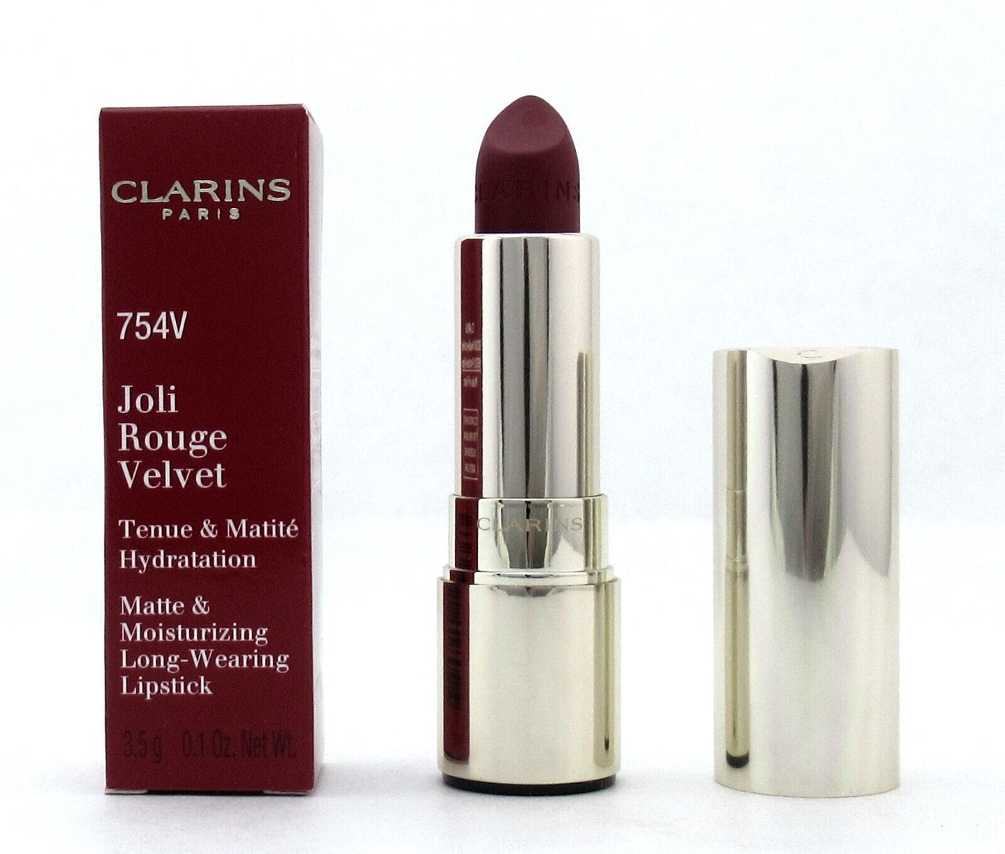 Clarins Joli Rouge Velvet Lipstick 754V Deep Red 3.5 g./ 0.1 oz. New In Box