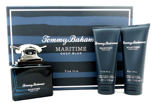 Maritime Deep Blue for Him by Tommy Bahama 4.2 oz EDC Spray New 3Pcs Gift Set