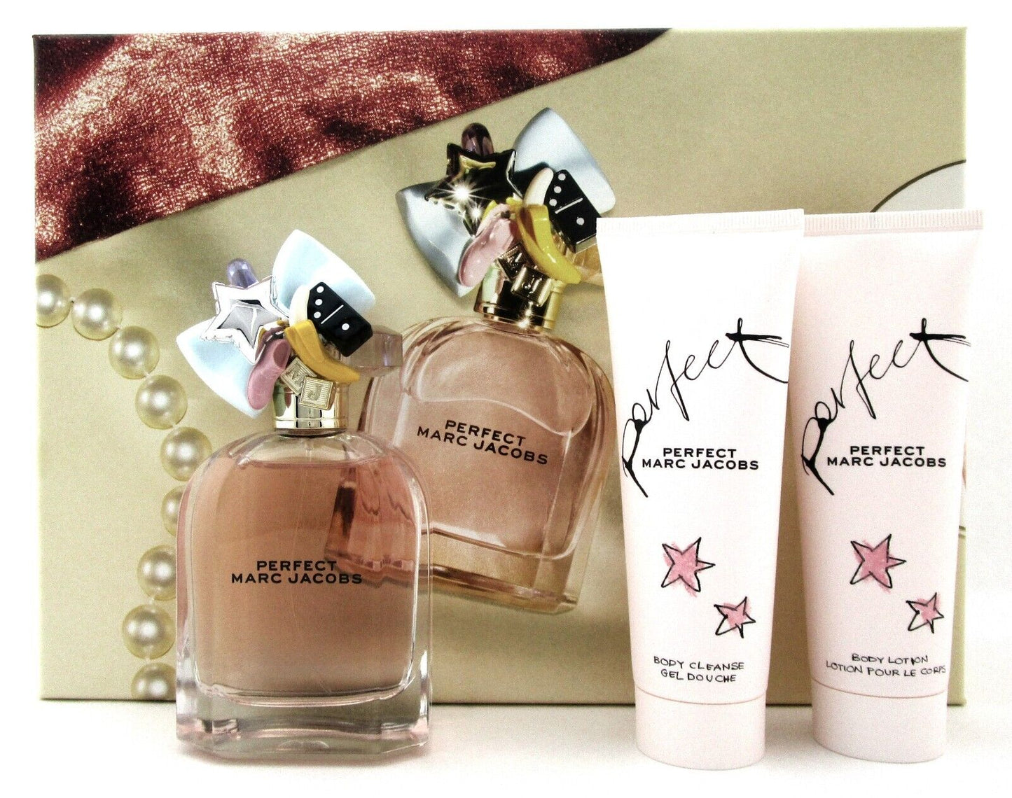 Marc Jacobs Perfect 3.3 oz. EDP Spray + 2.5 oz. B/Lot & Sh/Gel. New Women's SET