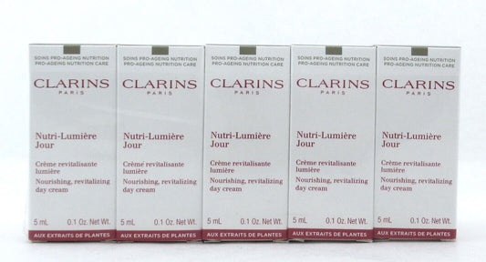 Clarins Nutri Lumiere Jour Day Cream 5 ml./ 0.1 oz. Sample Lot of 10 New