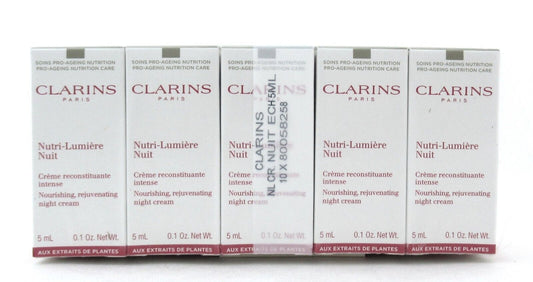 Clarins Nutri Lumiere Nuit Night Cream 5 ml./ 0.1 oz. Sample Lot of 10 New