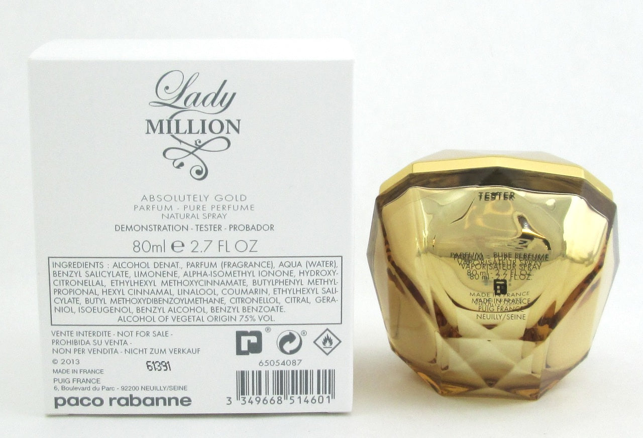 Lady Million Absolutely Gold by Paco Rabanne Pure Perfume Spray for Women 80 ml./ 2.7 oz. *Tester