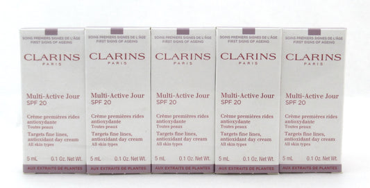 Clarins Multi-Active Jour Day Cream SPF20 All Skin T. 5 ml Sample Size Lot of 10