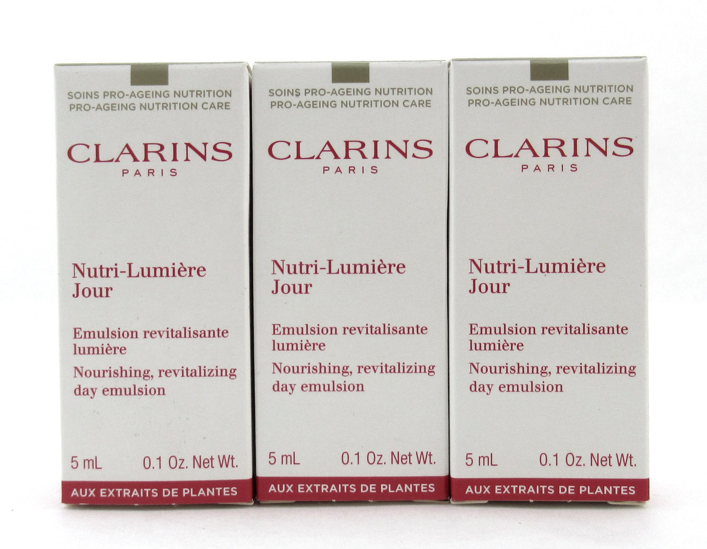 Clarins Nutri-Lumiere Jour Revitalizing Day Emulsion Sample 5 ml. Lot of 3 New