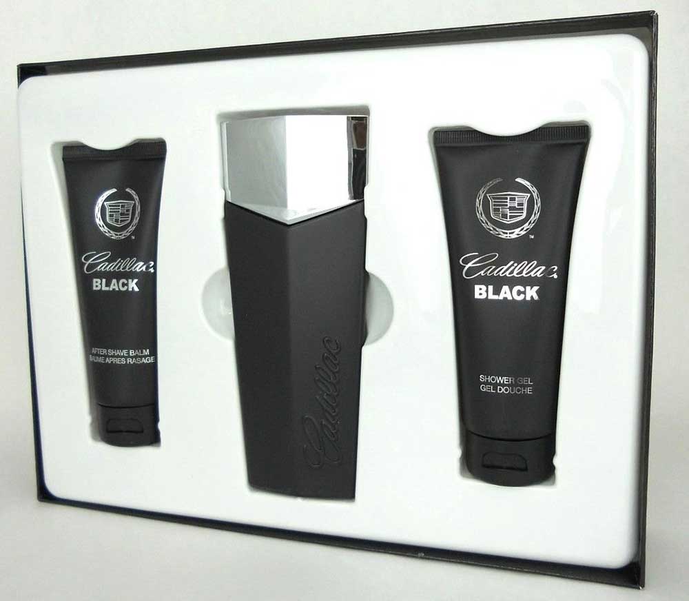 Cadillac Black Limited Edition 3.4oz.EDT Spr.+3.4oz.Balm +3.4oz.Sh/Gel