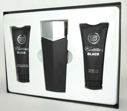 Cadillac Black Limited Edition 3.4oz.EDT Spr.+3.4oz.Balm +3.4oz.Sh/Gel