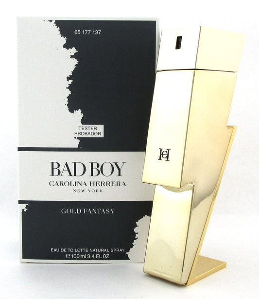 Bad Boy Gold Fantasy by Carolina Herrera 3.4 oz Eau de Toilette Spray for Men. New Tester