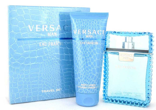 Versace Man Eau Fraiche EDT Spray 3.4oz.& Shower Gel 3.4oz.Travel Set