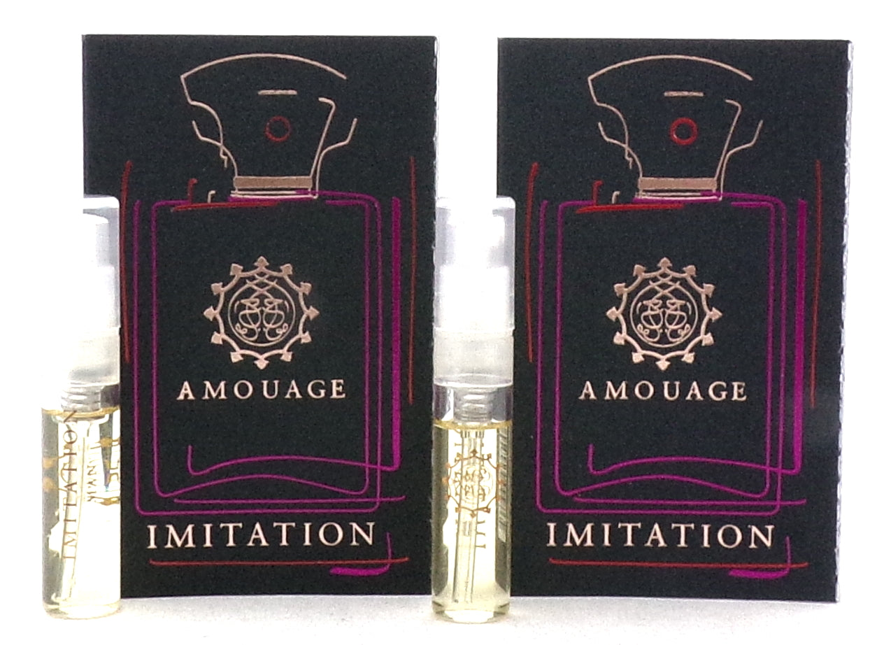 Amouage Imitation Man 0.05 oz./ 2 ml. Eau de Parfum Sample Spray. LOT of 2 Vials. New with Card