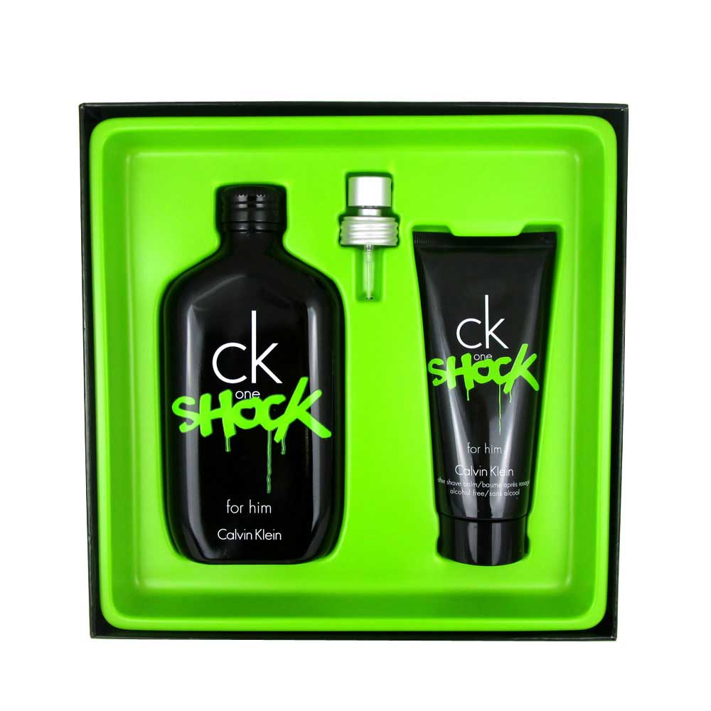 CK One Shock for Him by Calvin Klein 6.7 oz EDT +3.4 oz.Balm.NIB Set