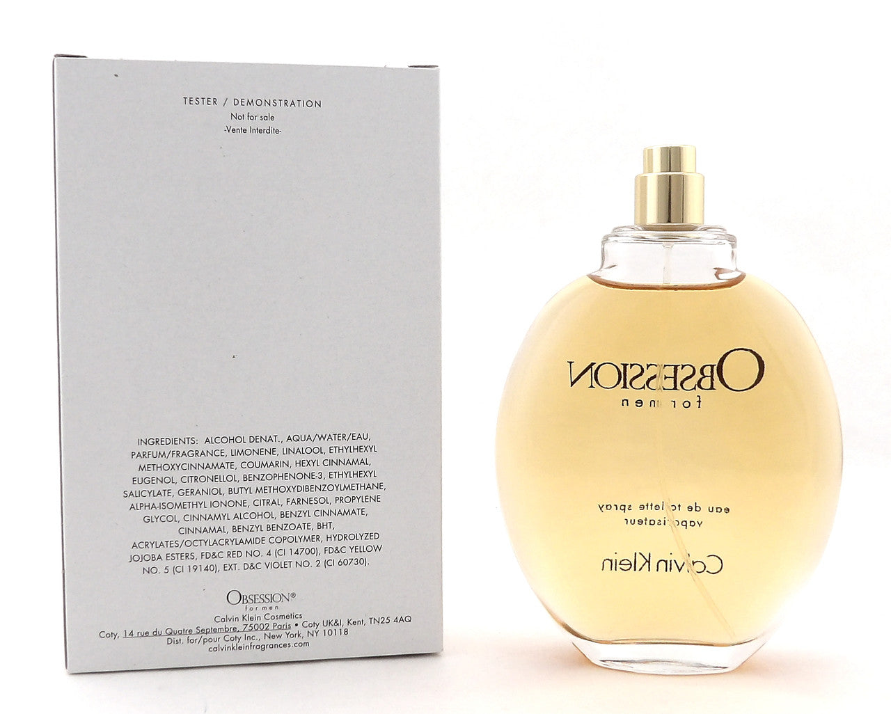 Obsession for Men by Calvin Klein 4.2oz./125ml. EDT Spray. New Tester NO Cap