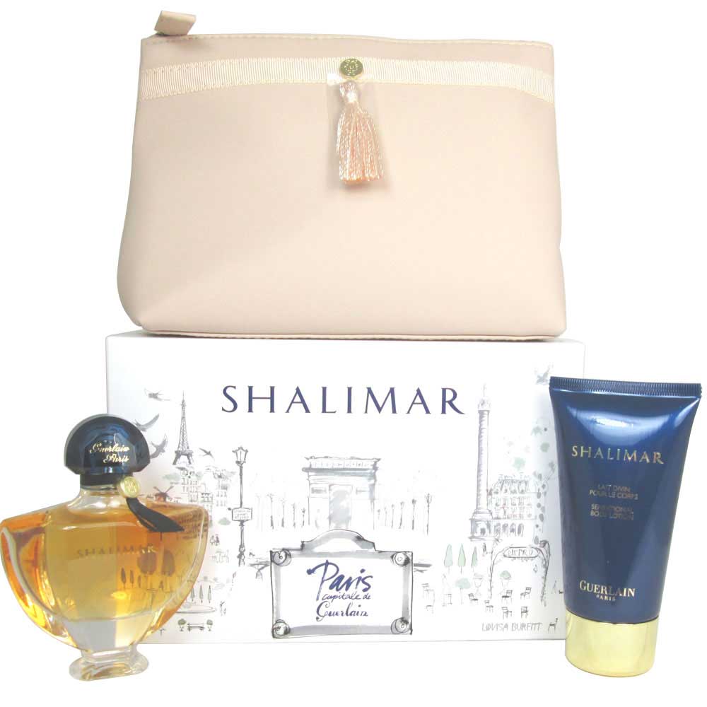 Shalimar by Guerlain 3pcGift Set: 1.7oz EDP+ 2.5oz BodyLotion+CosmBag