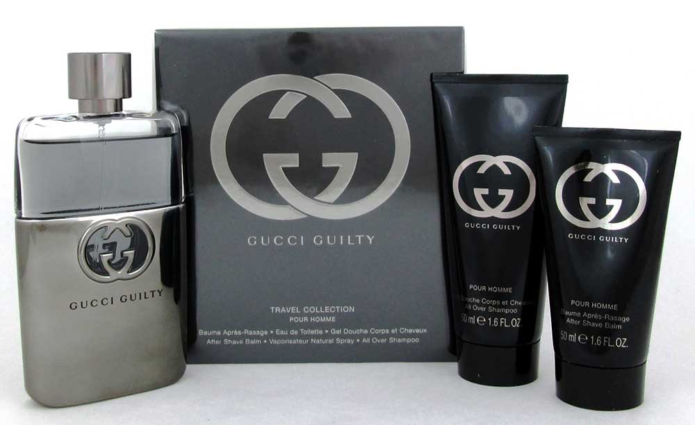 Gucci Guilty by Gucci 3pcs Travel Set Men:3.0 EDT+1.6 A/Sh B+1.6 Sham