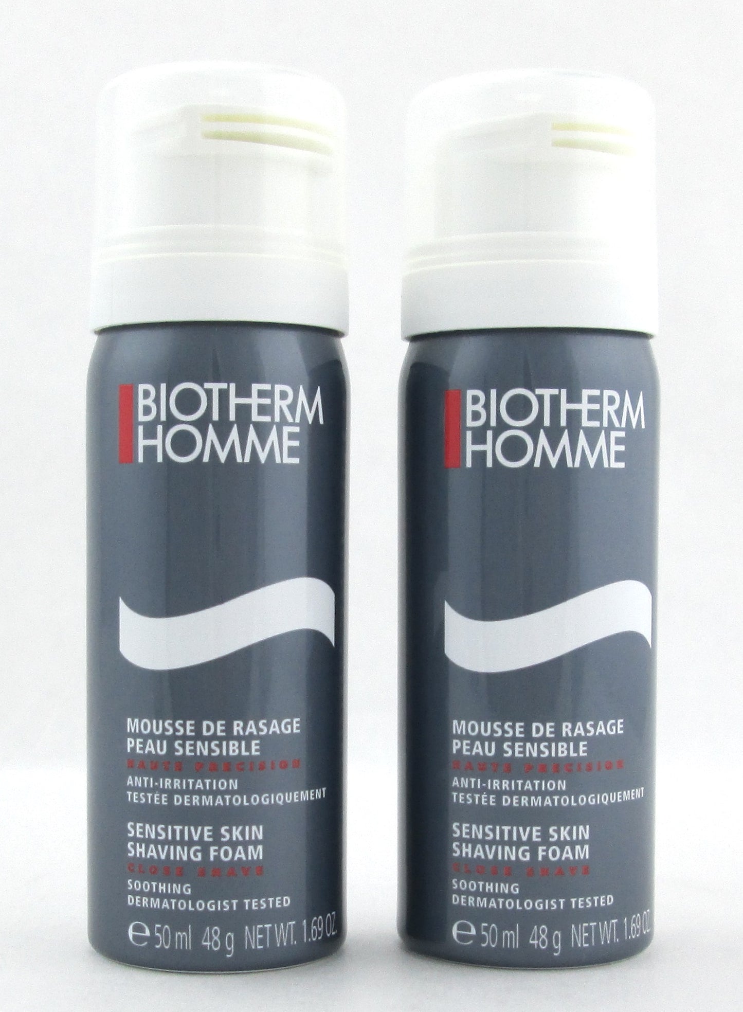 Biotherm Homme Sensitive Skin Shaving Foam 50 ml./ 1.69 oz. Lot of 2 NO BOX