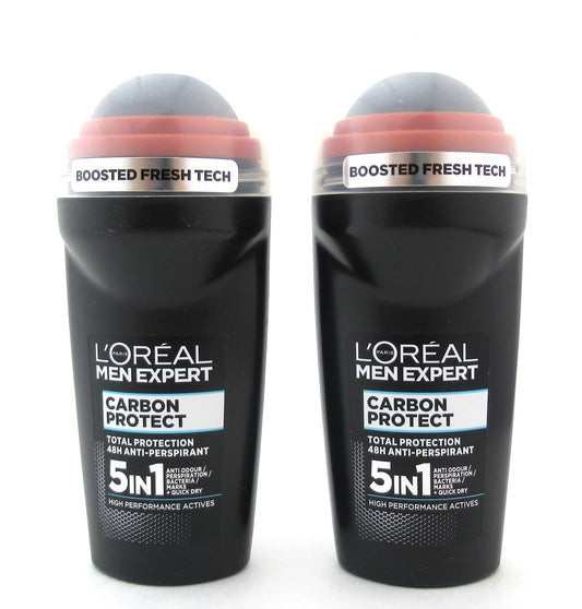 L'Oreal Men Expert Carbon Protect 48H Anti-Perspirant Roll On 50 ml. (Lot of 2)