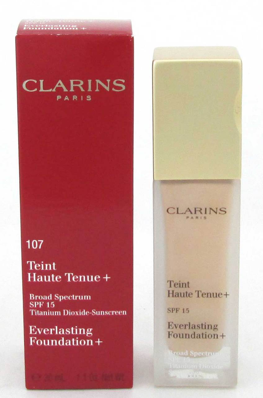 Clarins Everlasting Foundation+ 107 Beige SPF15 1.1 oz/ 30 ml NIB