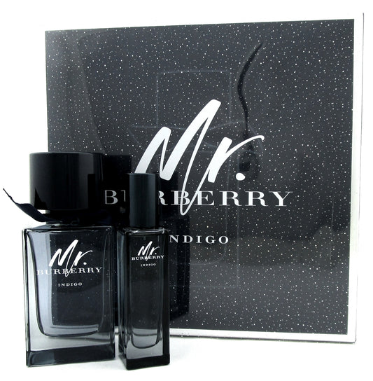 Mr Burberry Indigo 2 Pc Gift Set for Men: Eau de Toilette Spray 3.3oz.+1.0oz.NEW