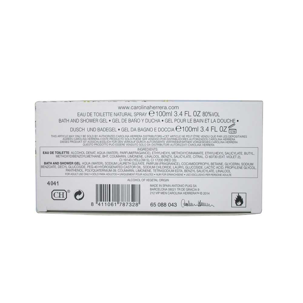 212 VIP Men Carolina Herrera 3.4 oz.EDT+ 3.4 oz.Shower Gel.Sealed Set