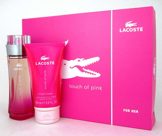 Touch of Pink by Lacoste Gift Set:3oz.EDT Spray+5oz.B/Lotion *Damaged