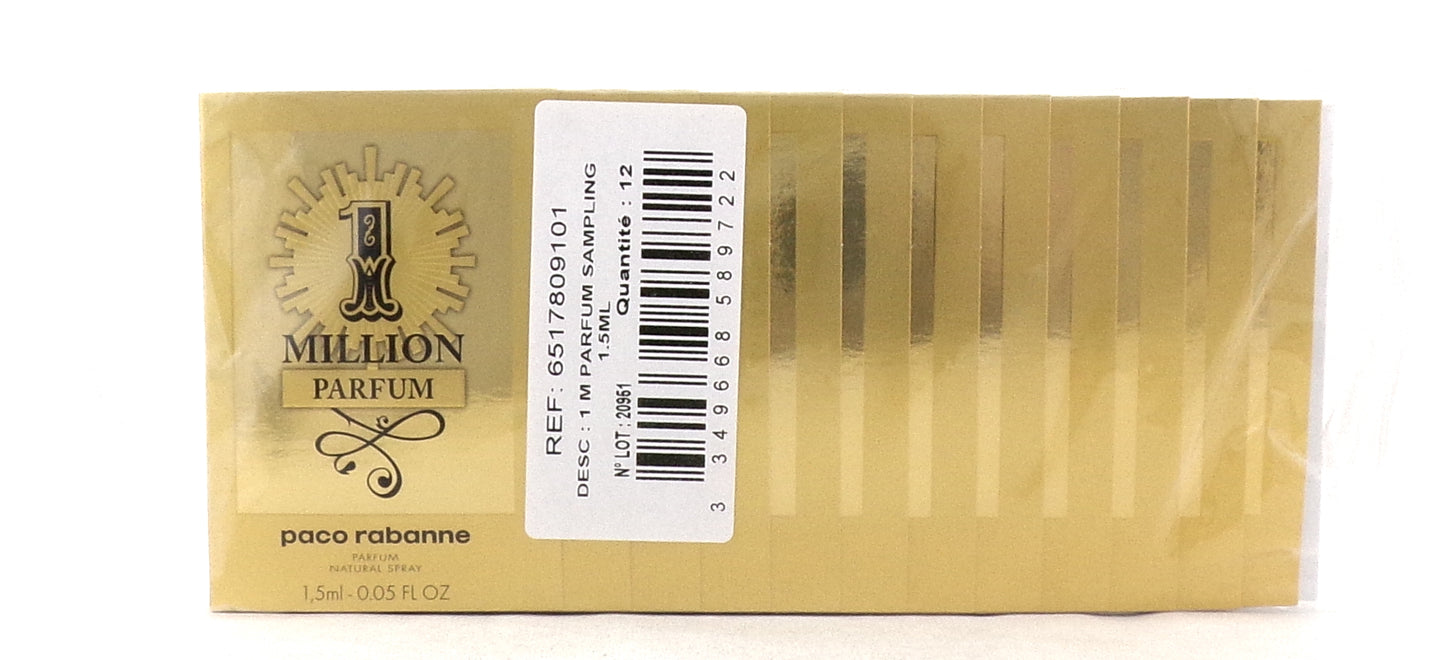 1 Million PARFUM by Paco Rabanne 1.5 ml./ 0.05 oz. Parfum Spray Sample Vials. PACK of 12 pcs.
