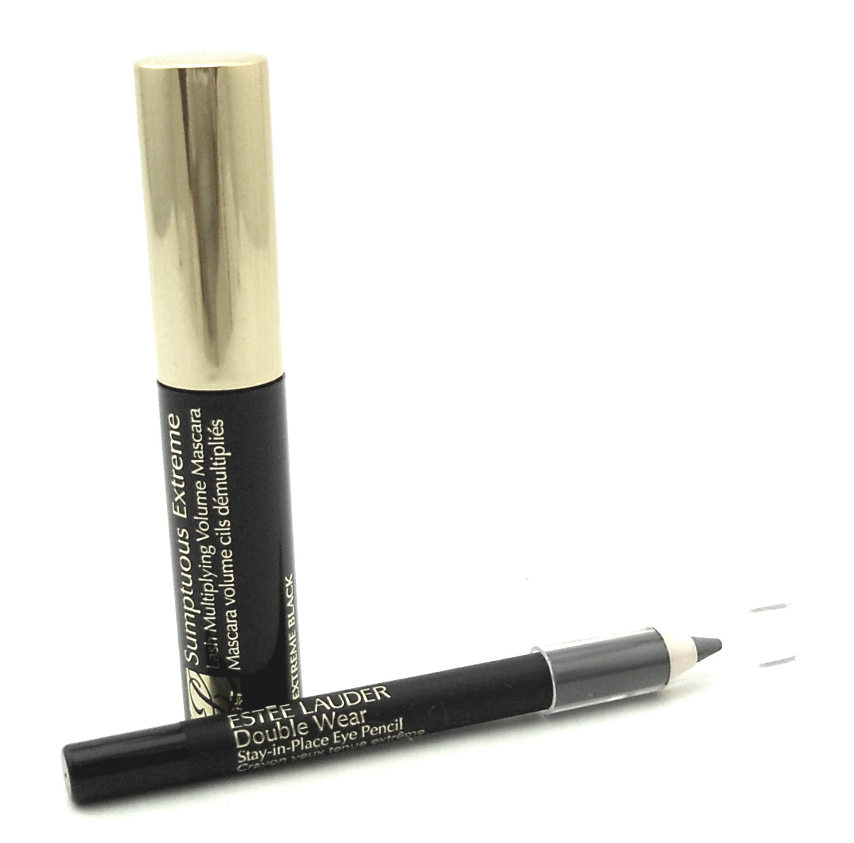 Estee Lauder Double Wear Eye Pencil 01 +Volume Extreme Black Mascara No Box. NEW