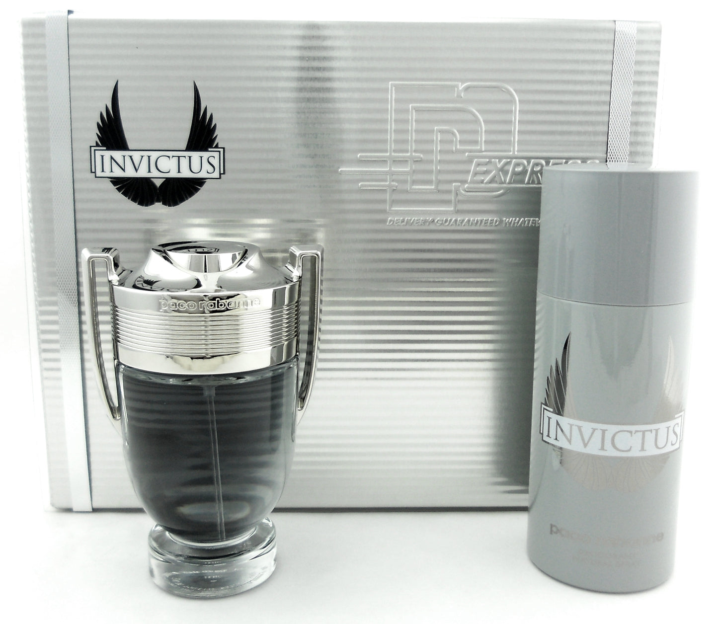 Invictus by Paco Rabanne Set for Men: 3.4oz. EDT Spray + 5.1oz. Deo.Spray New Set