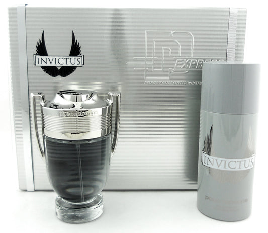 Invictus by Paco Rabanne Set for Men: 3.4oz. EDT Spray + 5.1oz. Deo.Spray New Set