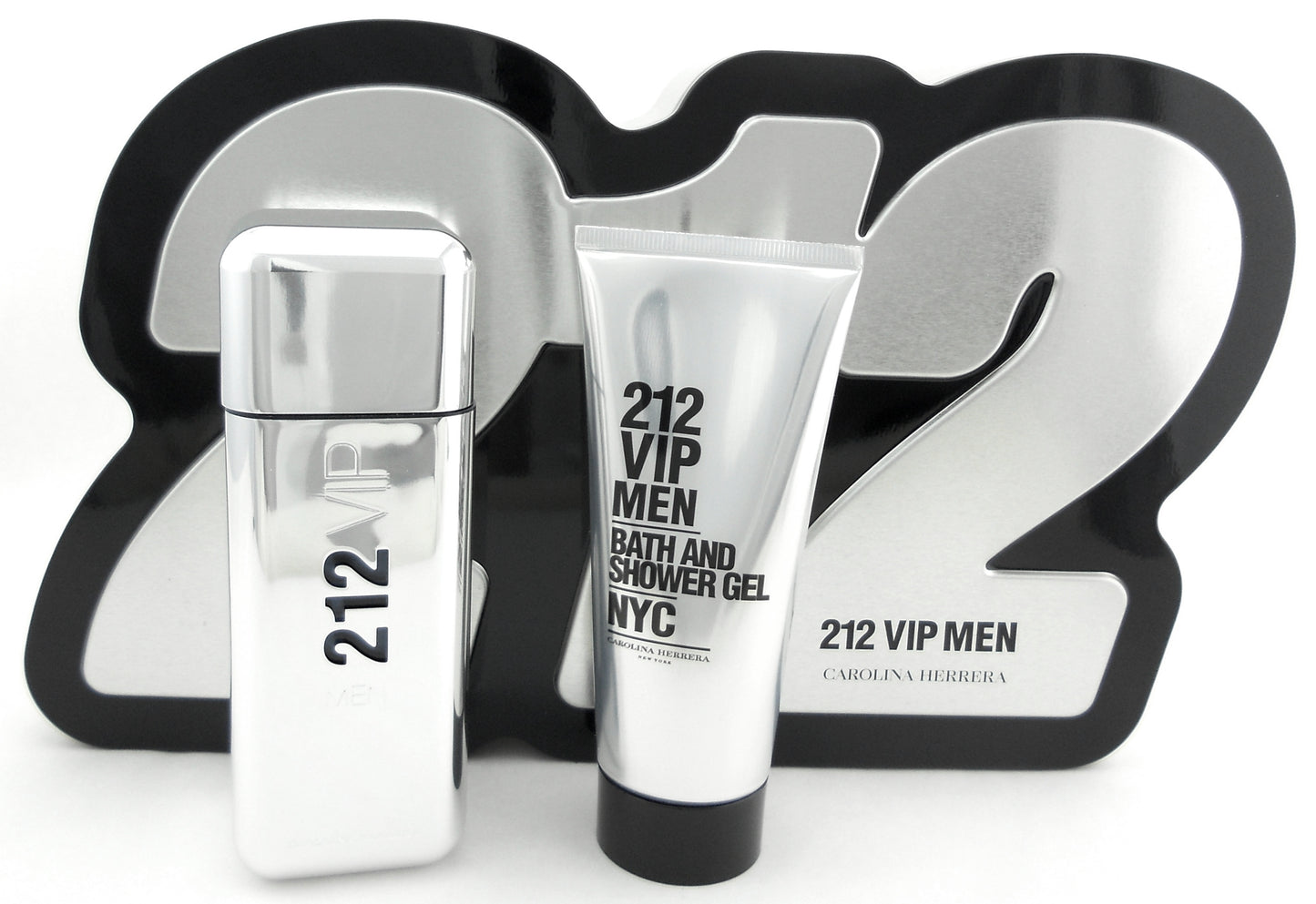 212 VIP Men by Carolina Herrera 3.4 oz.EDT+ 3.4 oz.S/Gel Brand New Set Metal Box