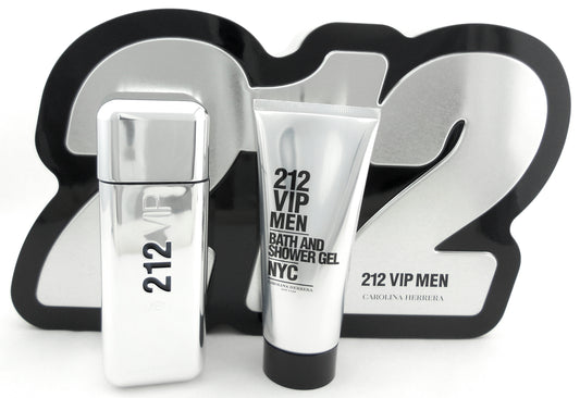 212 VIP Men by Carolina Herrera 3.4 oz.EDT+ 3.4 oz.S/Gel Brand New Set Metal Box