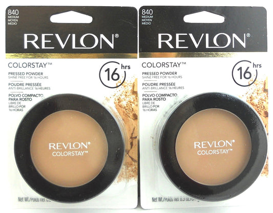 Revlon ColorStay Pressed Powder Medium 840 Shine Free for 16 Hours. 0.3 oz.Each Sealed. Pack of 2 pcs.