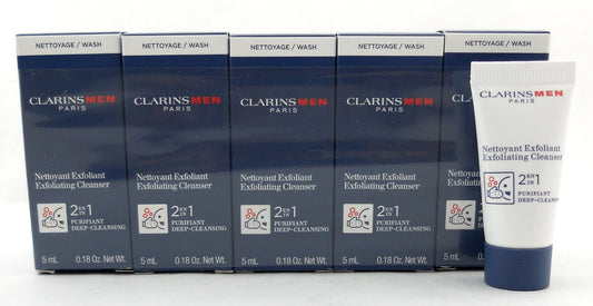 Clarins Men Exfoliating Cleanser 2in1 Deep Cleaning Travel Size 0.1oz. LOT of 10