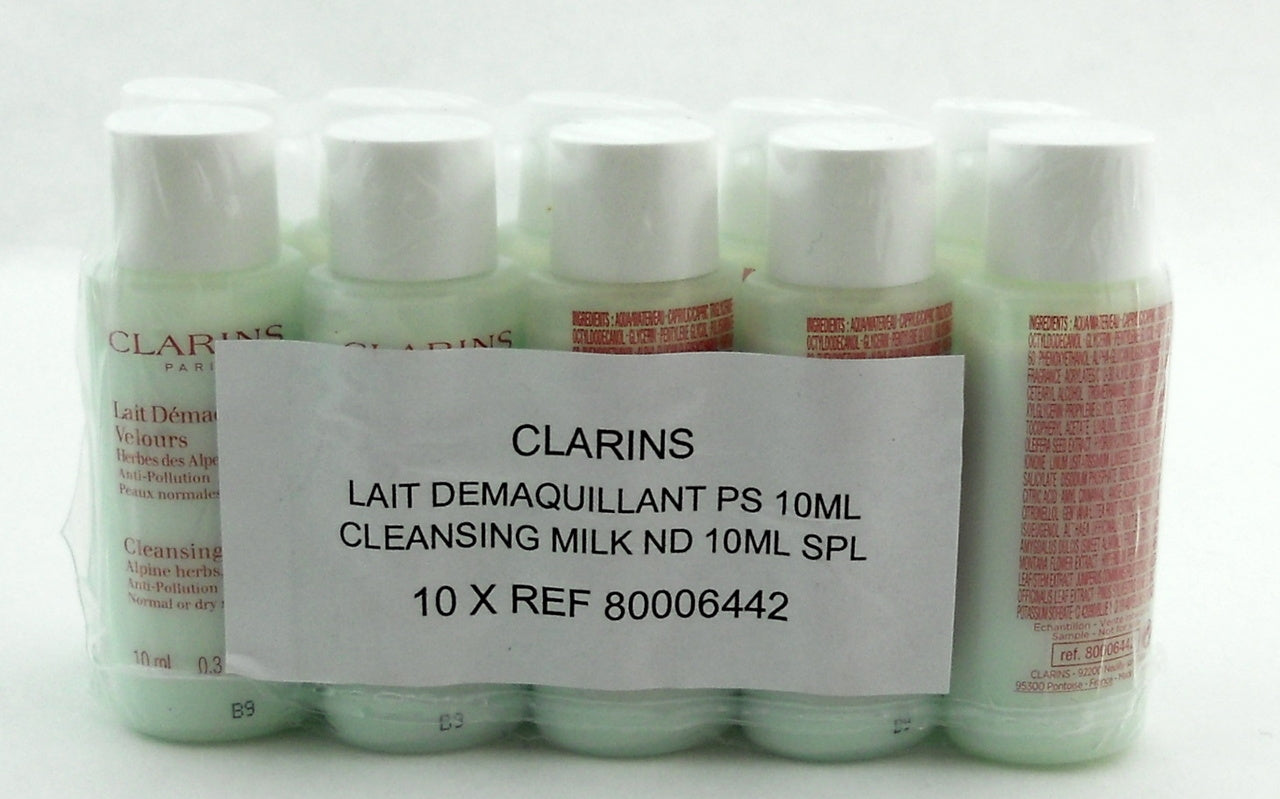 Clarins Cleansing Milk for Normal / Dry Skin Travel Size 0.3 oz. LOT of 10