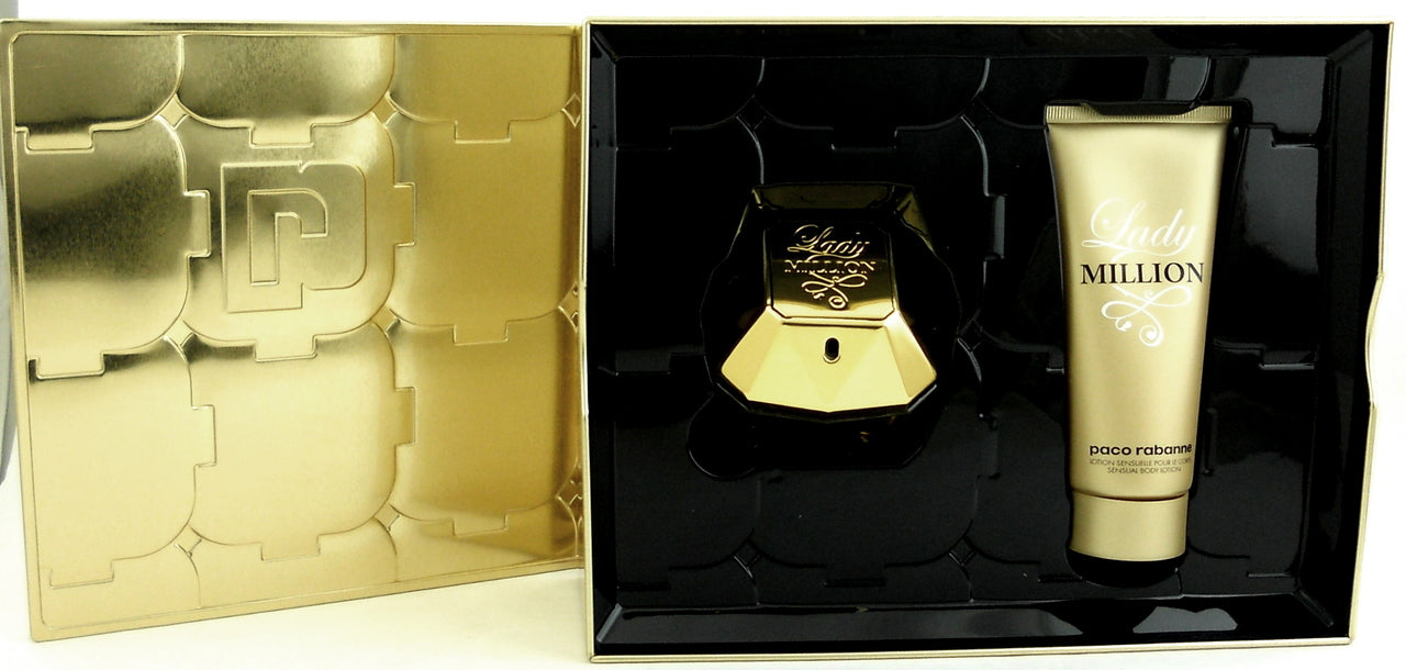 Lady Million Set for Women: 2.7 oz. EDP Spray + 3.4 oz.Body Lotion. Brand new set.