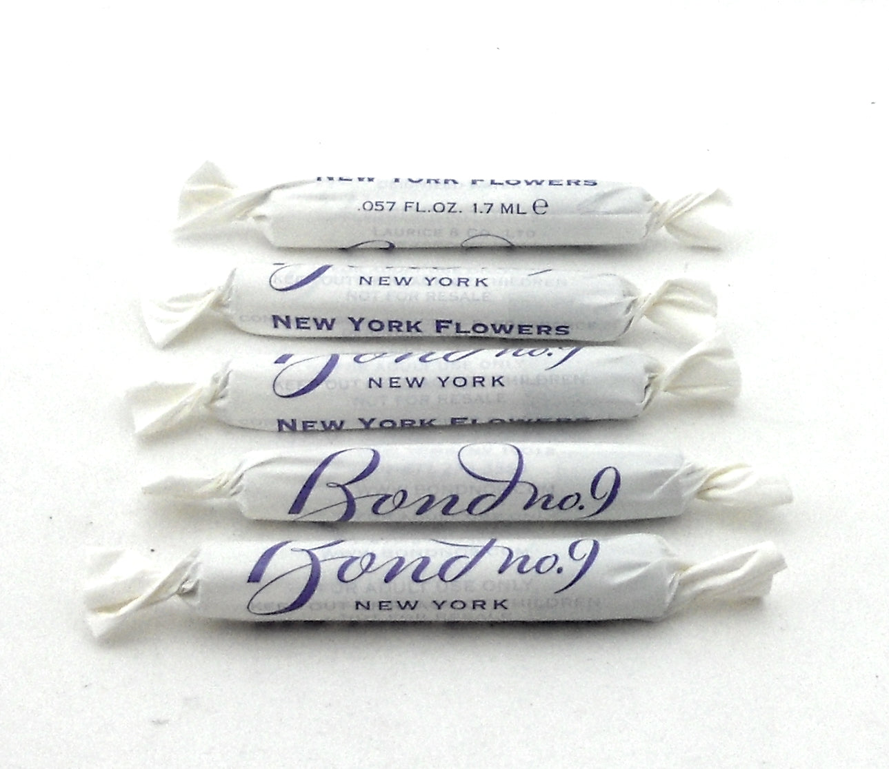 Bond No.9 New York FLOWERS 1.7 ml Eau de Parfum Sample Spray for Women Lot of 5 Vials. New