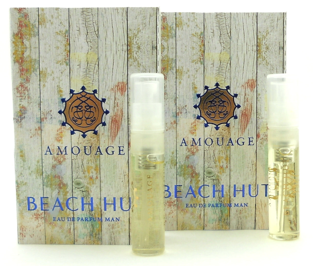 Amouage BEACH HUT MAN EDP Vial Spray 2ml New With Card. LOT of 2