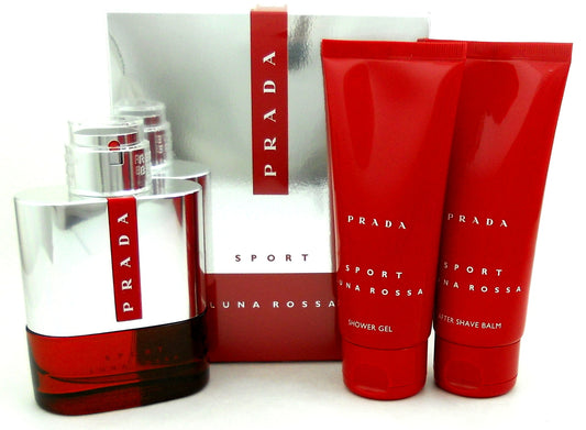 Prada Luna Rossa Sport 3.4 EDT Spray + 3.4 ASBalm +3.4 SGel. Travel Edition Set.
