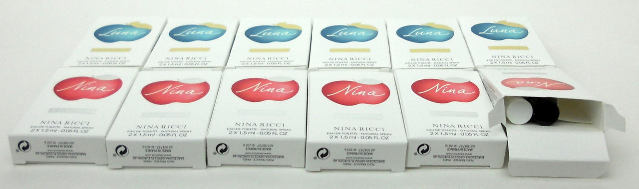 Nina Ricci Luna + Nina Ricci Nina vial Sprays 12 of each.Total 24 pcs.