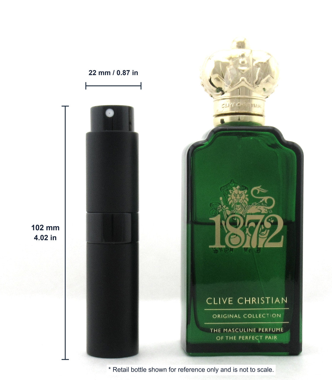Travel Spray: Clive Christian 1872 THE MASCULINE Perfume Refillable Spray 0.27 oz./ 8 ml.