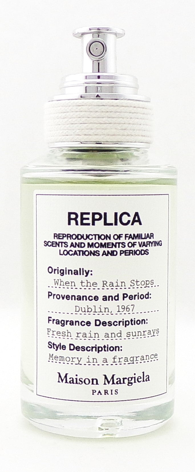 REPLICA When The Rain Stops by Maison Margiela 1.0 oz. Eau de Toilette Spray Unisex NO BOX Lower Fragrance Level