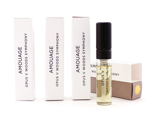 Amouage OPUS V WOODS SYMPHONY 0.06 oz. Eau de Parfum Unisex Sample Spray LOT OF 4 Vials Brand New.